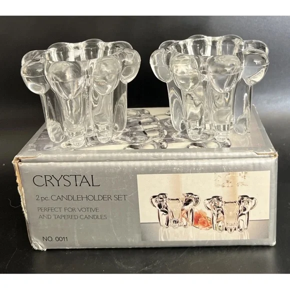 Alco Crystal Votive/Tapper Candle Holder Set of 2 - Picture 4 of 11